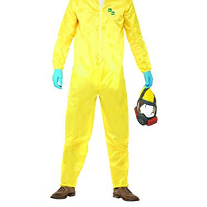 Smiffys Men's Breaking Bad Costume, Hazmat Suit, Latex Mask, Gloves & Goatee, Size: M, Color: Yellow, 20498
