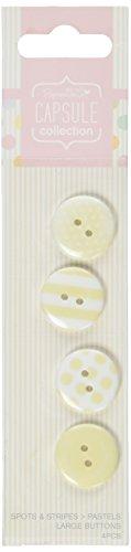 Papermania Spots/Stripes Pastels Large Buttons-Yellow 4/Card