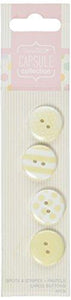 Papermania Spots/Stripes Pastels Large Buttons-Yellow 4/Card