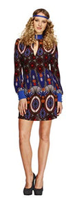 Fever Adult Women's 70's Beauty Costume, Dress and Headband, Retro, Size XS, 43475