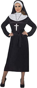 Smiffys Women's Nun Costume Dress with Belt and Headdress,Black, S