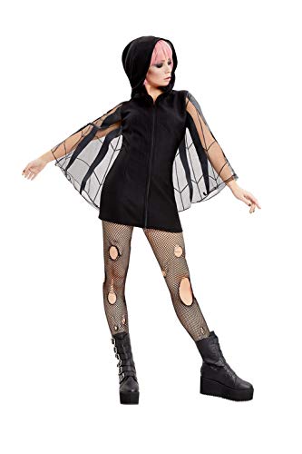 Smiffys 50949S Spider Zip Up Jumper Dress, Women, Black, S - UK Size 08-10