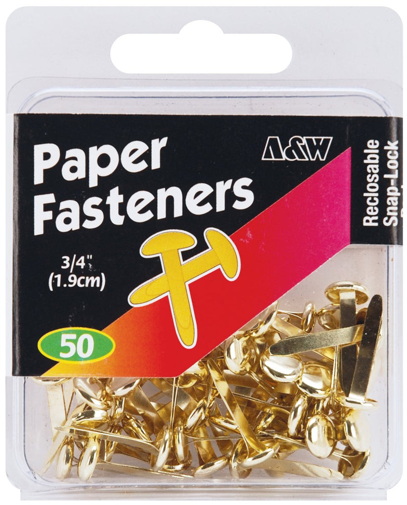 Paper Fasteners .75" 50/Pkg-Gold