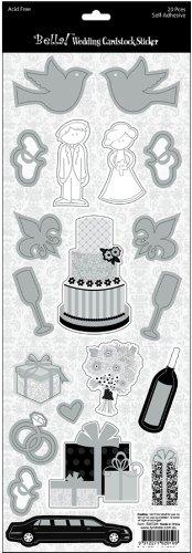 Ruby Rock-It BWC08 Wedding Foiled Cardstock Stickers 4.5 in. x 12 in.-Icons-Black and White With Silver