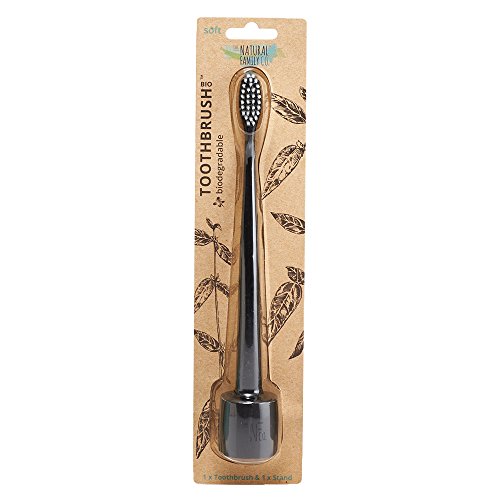 The Natural Family Bio Toothbrush and Stand, Pirate Black