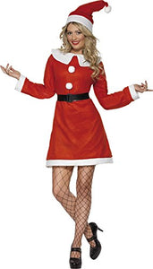 Smiffy's Women's 23171 Costumes Miss Santa Costume, Dress, Belt & Hat, Santa, Red (Rouge), Small