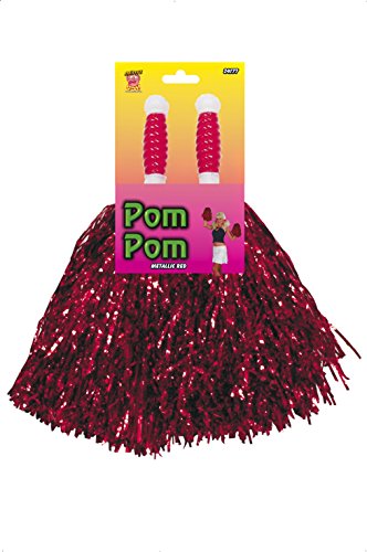 Smiffys Pom Poms Metallic Pair - Red