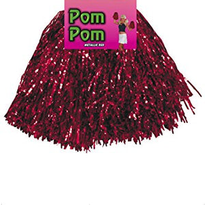 Smiffys Pom Poms Metallic Pair - Red