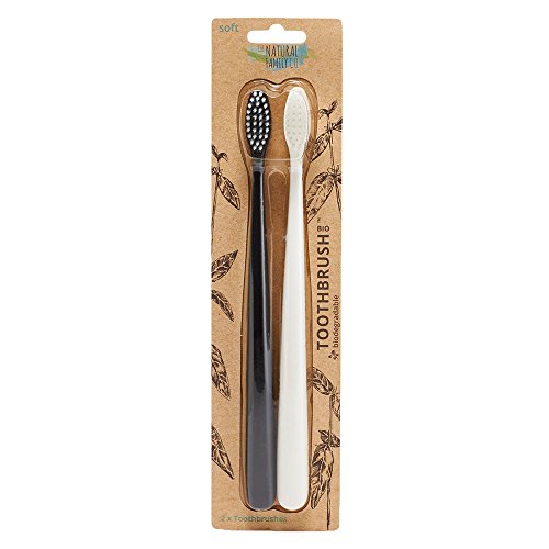 The Natural Family Bio Toothbrush Twin Pack, Pirate Black and Ivory Desert