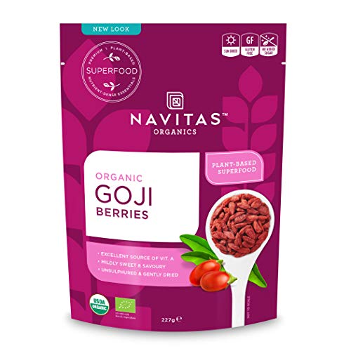 Navitas Organics Goji Berries, 227 g Bag, Organic, Sun-Dried, Sulphite-Free