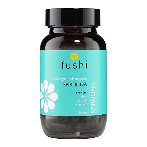 Fushi Organic Spirulina 500 mg, 90 Caps | Cold Processed | Vegan Protein source | Best for Iron, Protein, Vitamin B | Ethical & Vegan Society Approved | Manufactured in the UK
