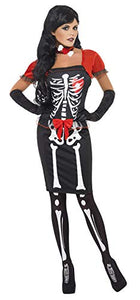 Smiffys Adult Women's Beautiful Bones Costume, Corset, Skirt, Bolero and Choker, Legends of Evil, Halloween, Size: M, 23139