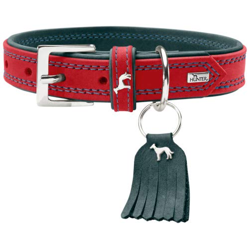 Collar Lucca, 50 Cow Nappa Leather, Red/Turquoise | Hunter