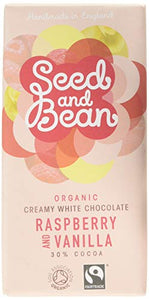 Organic Seed & Bean White Chocolate Bar Raspberry Vanilla 85 g (Pack of 8)