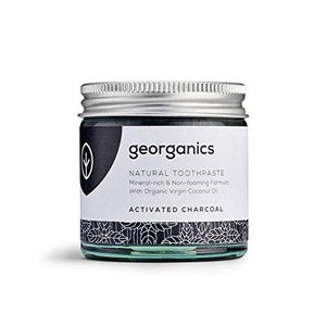 Georganics | Natural + Organic Mineral-Rich Whitening Toothpaste, Fluoride + SLS Free, Activated Charcoal, 60ml