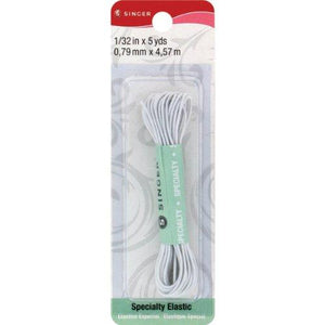 Singer 73962 Beading Cord Elastic Blister Card, 1/32-Inch by 5-Yard, White