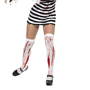 Smiffys Women's Zombie Convict Costume, Dress and Hat, Size: L, Colour: Black and White, 34131