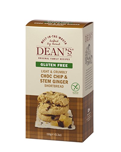 Dean's Gluten Free Choc Chip and Stem Ginger Shortbread Rounds 150 g (Pack of 4)