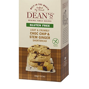 Dean's Gluten Free Choc Chip and Stem Ginger Shortbread Rounds 150 g (Pack of 4)