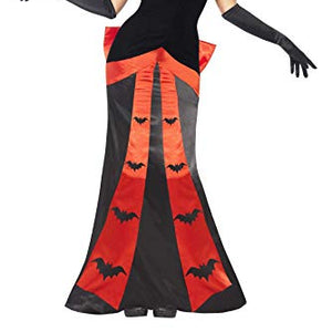 Smiffys Women's Glam Vampiress Costume, Dress, Gloves and Choker, Gothic Manor, Colour: Black and Red, Size: L, 33274