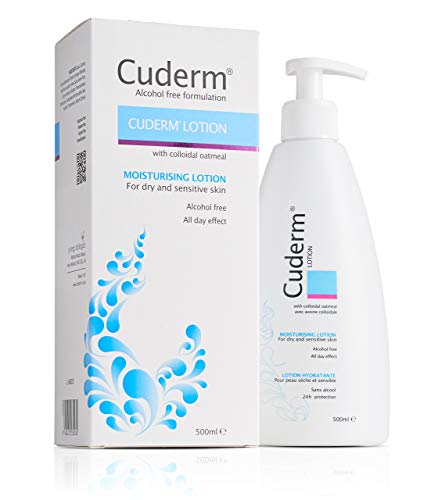 Cuderm Lotion 500ml (Alcohol Free) [Suitable for Dry Skin, Eczema] Colloidal Oatmeal - Hypoallergenic - Vegan Certified - Fragrance Free - SLS Free - Cruelty Free (PETA) - Skincare - Body Lotion