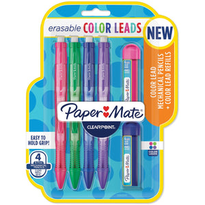 Paper Mate Clearpoint Color Leads Mechanical Pencils and Refills, 0.7mm, Assorted Colors, 6 Count