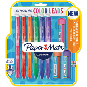 Paper Mate Clearpoint Color Leads Mechanical Pencils and Refills, 0.7mm, Assorted Colors, 9 Count