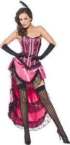 Fever Adult Women's Can Can Diva Costume, Lace Up Corset, Skirt with Train and Headpiece, Size S, 44003