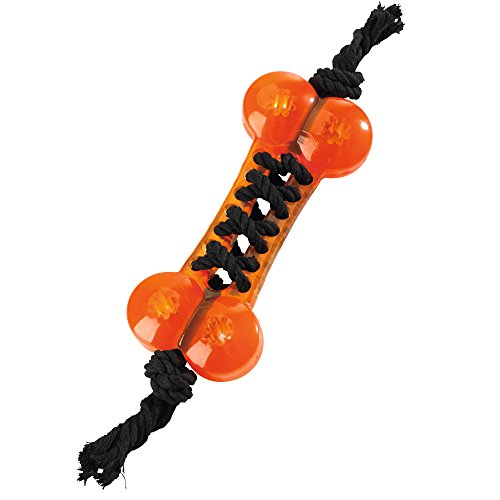 Tpr Bone With Cotton Rope, 16 Cm Orange  Pack Of 3 | Hunter