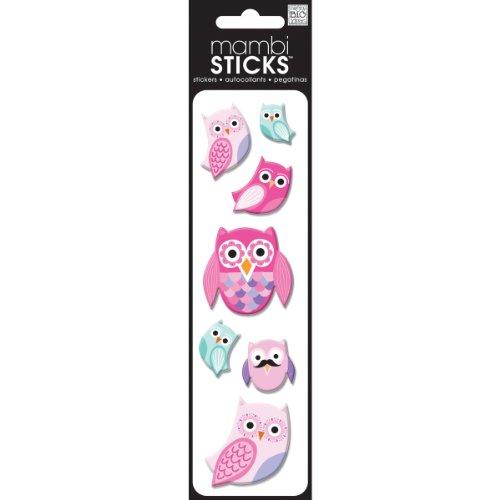 Puffy Stickers-Pink Owls