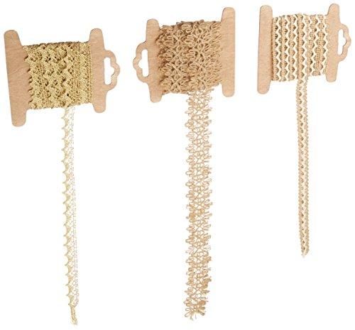 Prima Marketing Trim 3-Card Assortment, 2-Yard, Burlap, Gold