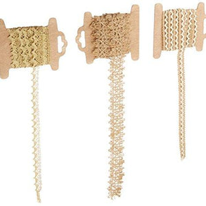 Prima Marketing Trim 3-Card Assortment, 2-Yard, Burlap, Gold