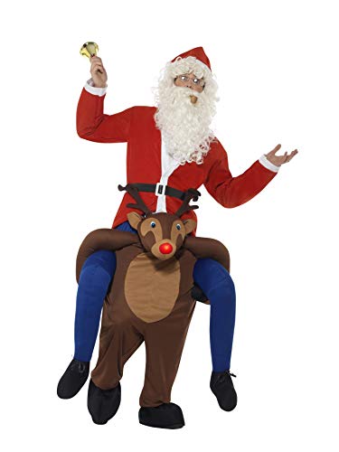Smiffys 49669 Piggyback Reindeer Rudolf Costume, Brown, One Size