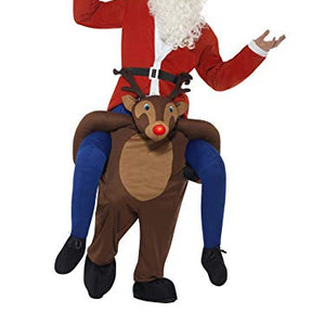 Smiffys 49669 Piggyback Reindeer Rudolf Costume, Brown, One Size