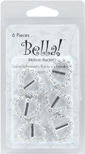 Ribbon Bucklez 6/Pkg-Heart .75"X1"/Silver