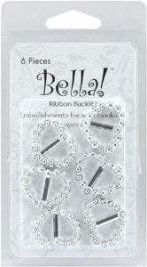 Ribbon Bucklez 6/Pkg-Heart .75"X1"/Silver