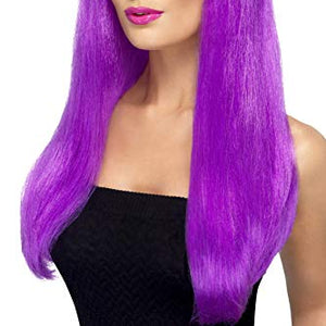 Smiffys Babelicious Wig Long Straight with Fringe - Purple