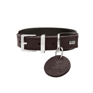 Collar Larvik Comfort, 55 Soft Genuine Cow Leather, Dark Brown/Black | Hunter