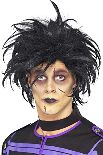 Smiffys Men’s Psycho Wig, Wacky Black Hair, One Size,5020570248768