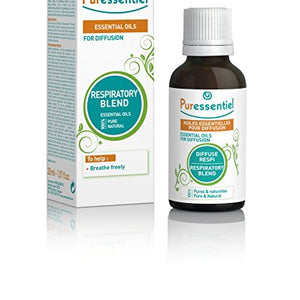 Puressentiel Essential Oils for Diffusion, Respiratory Blend 30 ml – Aromatherapy, 100% pure and natural essential oils with sanitising, purifying, soothing properties - For home, office, hotel, spa