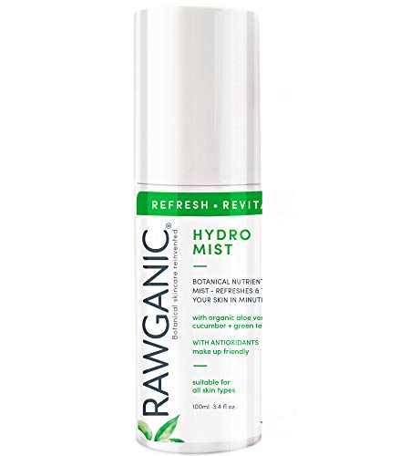 RAWGANIC Refreshing Hydro Mist | Gentle Revitalising and Hydrating Organic Spray Mist | with Aloe Vera, Cucumber and Green Tea | Set of 2 x 100ml bottles