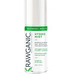 RAWGANIC Refreshing Hydro Mist | Gentle Revitalising and Hydrating Organic Spray Mist | with Aloe Vera, Cucumber and Green Tea | Set of 2 x 100ml bottles