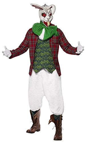 Smiffys Adult men's Rabid Rabbit Costume, Jacket, Top, Cravat and Bow Tie, trousers and Mask, Once Upon a Nightmare, Halloween, Size L, 23019