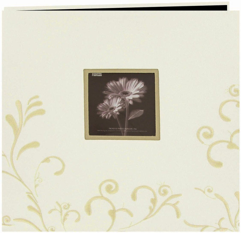 Pioneer 12" X 12" Scroll Embroidery Fabric Postbound Memorybook With Window, Ivory