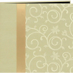 Pioneer 12-Inch by 12-Inch Scroll Embroidery Fabric Postbound Album with Ribbon, Ivory