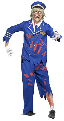 Smiffys Men’s Zombie Captain Costume, Jacket, Shirt, Trousers and Hat, Zombie Alley, Colour: Blue, Size: L, 23289