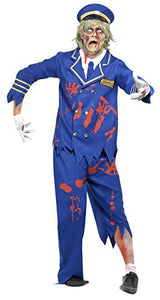 Smiffys Men’s Zombie Captain Costume, Jacket, Shirt, Trousers and Hat, Zombie Alley, Colour: Blue, Size: L, 23289