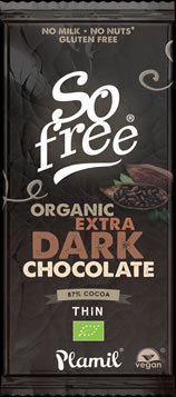 Plamil So Free Organic Extra Dark 87% Cocoa Thin 80g (Pack of 12)