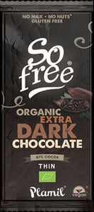 Plamil So Free Organic Extra Dark 87% Cocoa Thin 80g (Pack of 12)
