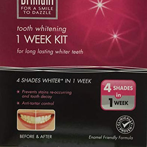 Brilliant 1-Week Tooth Whitening Kit | 4 Shades Whiter* in 1 Week | Prevents Stains Re-Occurring & Controls Tartar | Clinically Proven